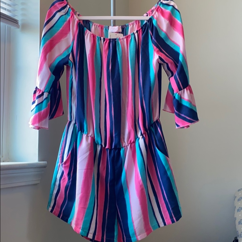 Pink Lily off the shoulder romper